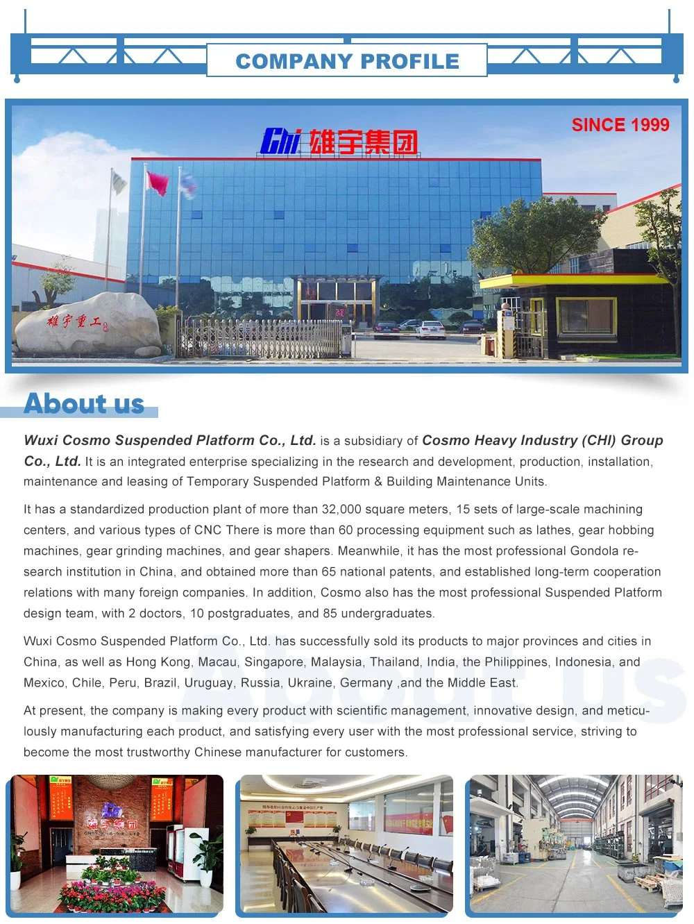 Zlp800,800kg,7.5m Aluminum Alloy Suspended Lifting Platform,Cradle,Gondola for Building Facade Window Cleaning and Curtain Wall Installation with CE Approved